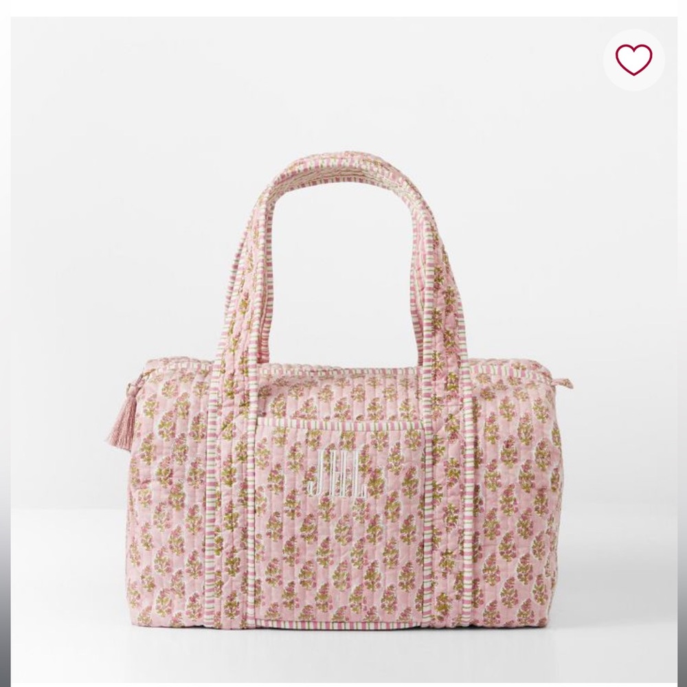 Mark and Graham Block Print Quilted Overnighter in Pink Flower🌸🌸🌸